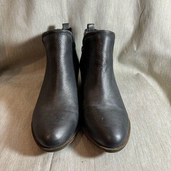 LUCKY BRAND Sz 8 Pewter Colour Pointy Toe Zipper Closure  Stacked Heel Booties - Picture 2 of 12